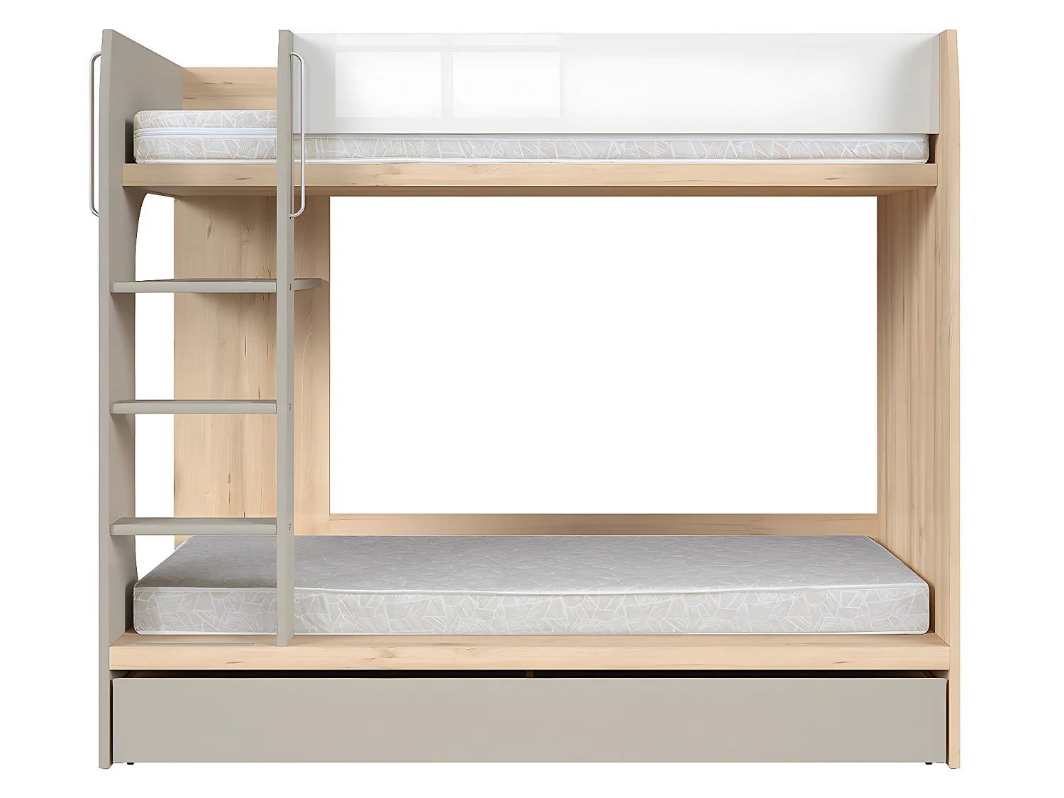 Stapelbed 80x180 inclusief bodem en lade Stella Bois Grijs en Wit