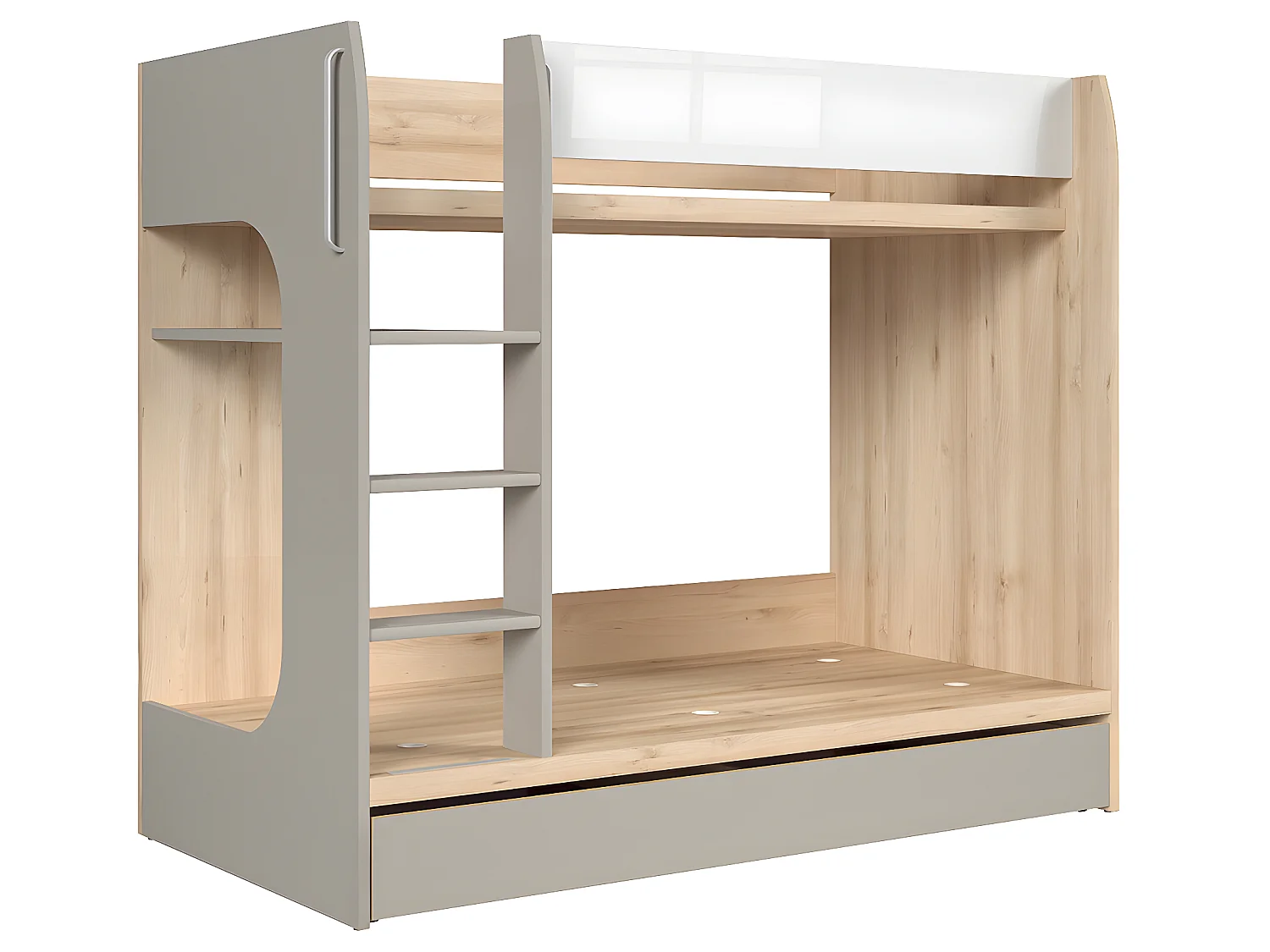 Stapelbed 80x180 inclusief bodem en lade Stella Bois Grijs en Wit