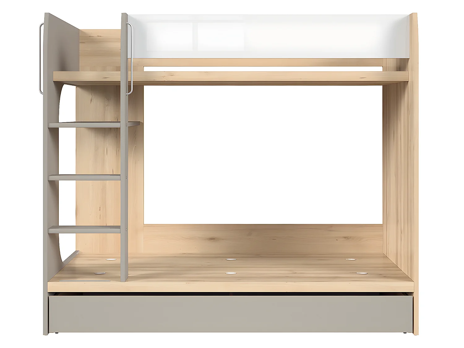 Stapelbed 80x180 inclusief bodem en lade Stella Bois Grijs en Wit