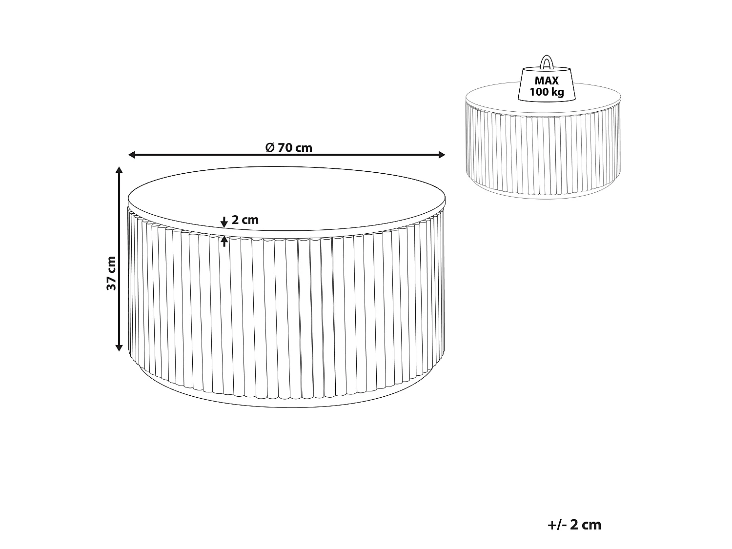 Tavolino da caffè legno chiaro ⌀ 70 cm KIRKWOOD