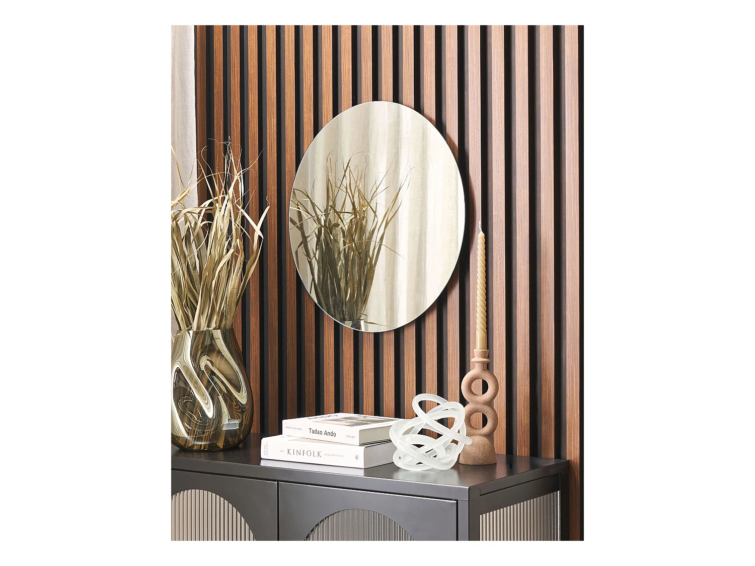 Runder rahmenloser Wandspiegel Dekorativ Hängend ø 50 Silber Agen