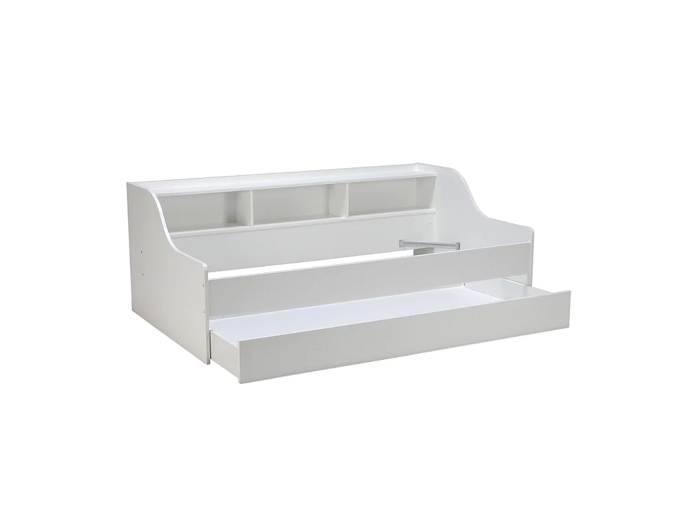 Lit Gigogne PALMA 90x190 cm - Tiroir-Lit + Étagère Rangement / Blanc