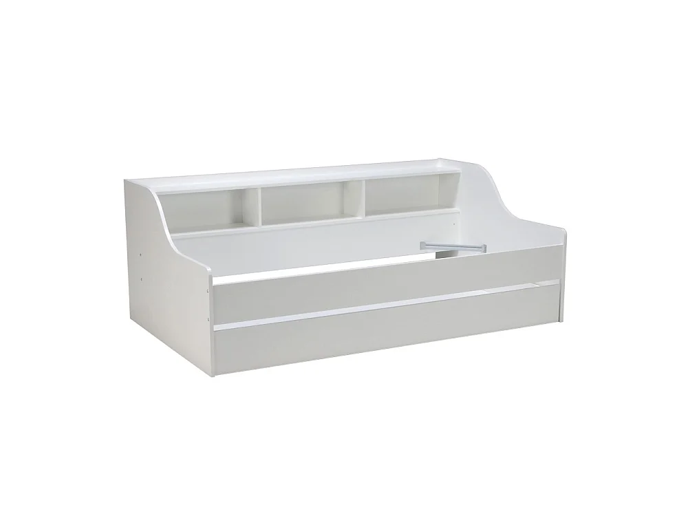 Lit Gigogne PALMA 90x190 cm - Tiroir-Lit + Étagère Rangement / Blanc