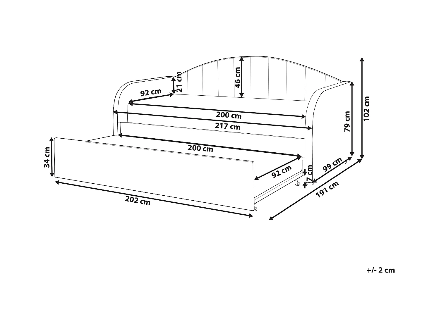 Onderschuifbed Fluweel EYBURIE 90 x 200 cm Pastelroze