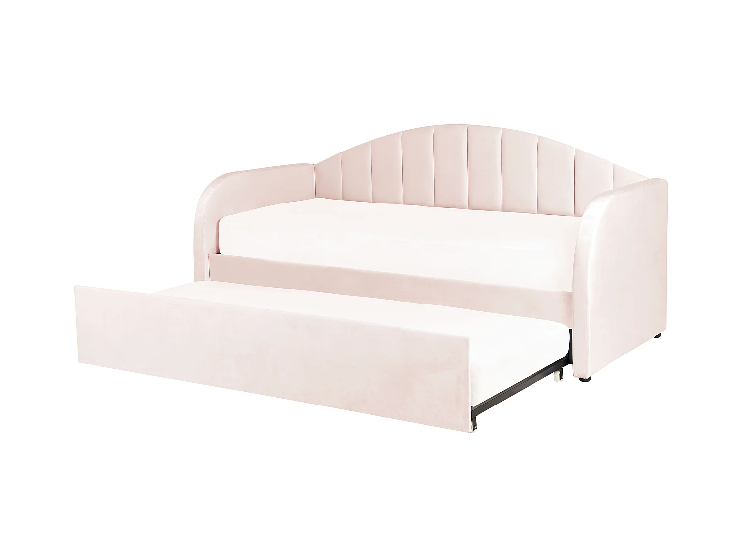 Lit gigogne Velours EYBURIE 90 x 200 cm Rose pastel