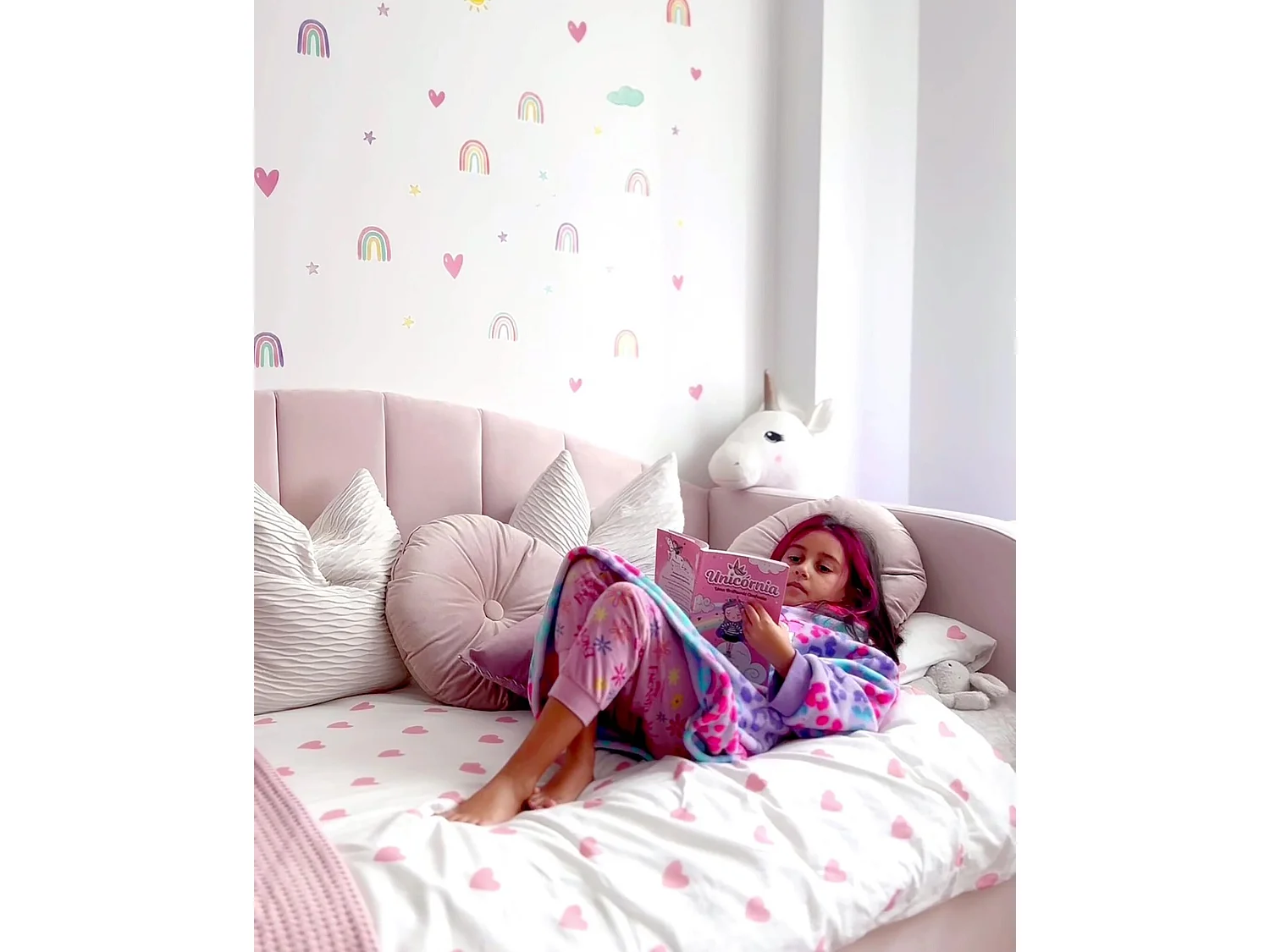 Ausziehbett Samtstoff EYBURIE 90 x 200 cm Pastellrosa