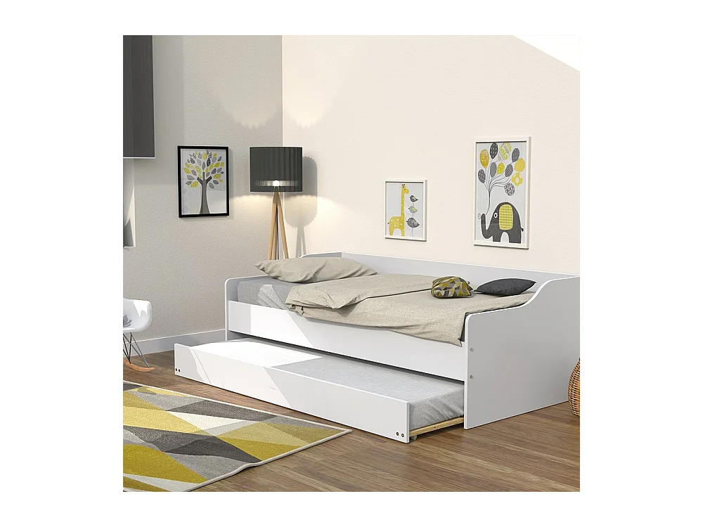 Lit gigogne SWEET 90x200 + 2 sommiers + 1 tiroir-lit/ Blanc