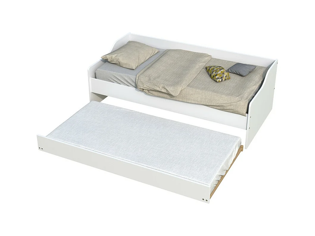 Lit gigogne SWEET 90x200 + 2 sommiers + 1 tiroir-lit/ Blanc