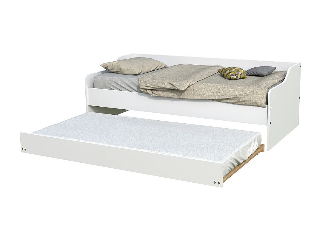 Lit gigogne SWEET 90x200 + 2 sommiers + 1 tiroir-lit/ Blanc