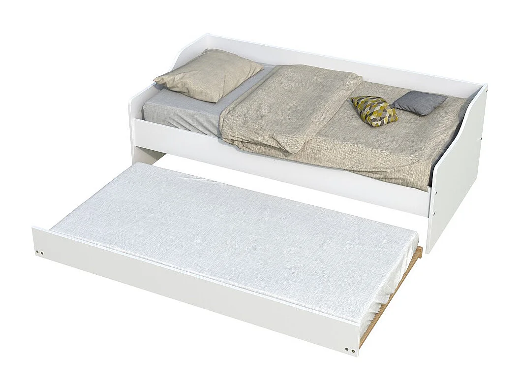 Lit gigogne SWEET 90x200 + 2 sommiers + 1 tiroir-lit/ Blanc