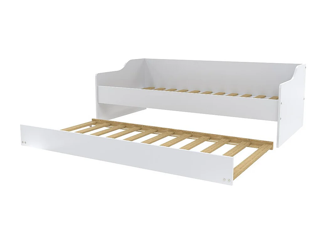 Lit gigogne SWEET 90x200 + 2 sommiers + 1 tiroir-lit/ Blanc