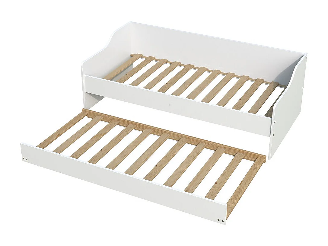 Lit gigogne SWEET 90x200 + 2 sommiers + 1 tiroir-lit/ Blanc