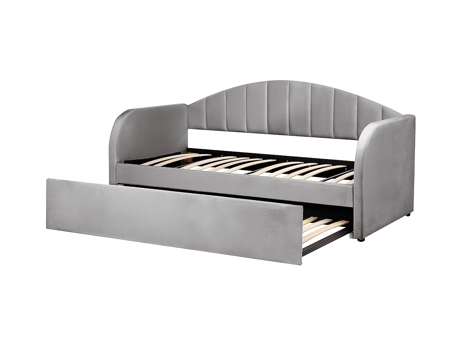 Łóżko wysuwane Welur EYBURIE 90 x 200 cm Szary