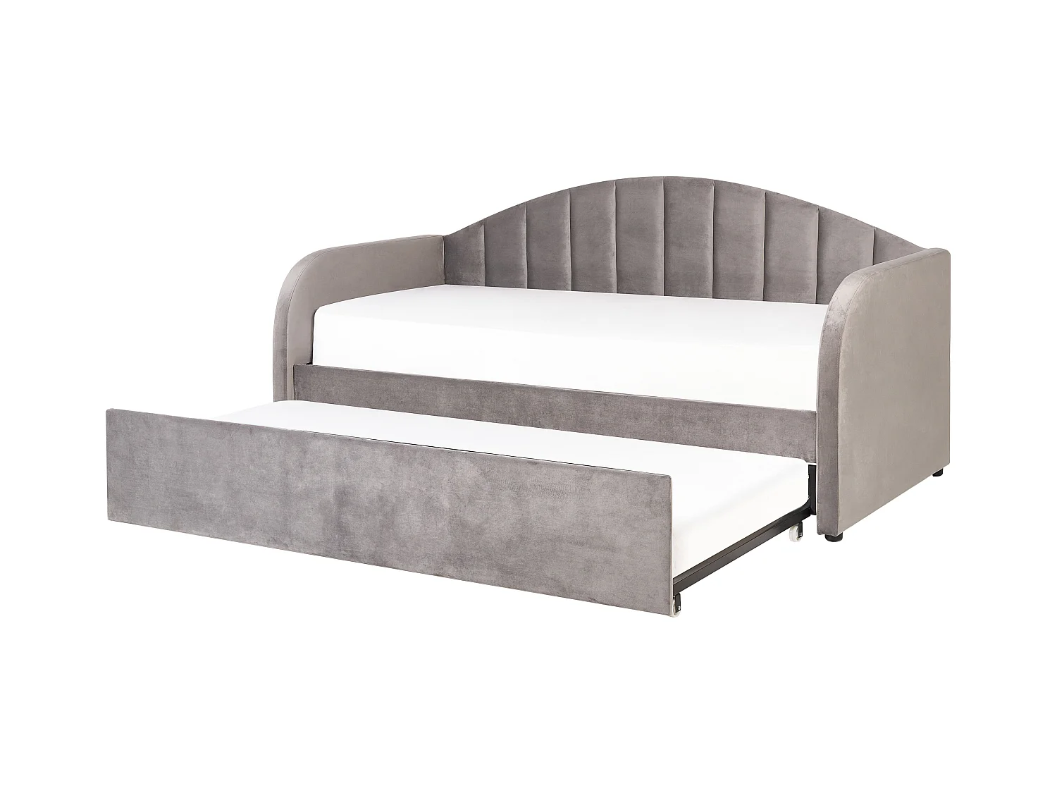 Lit gigogne Velours EYBURIE 90 x 200 cm Gris