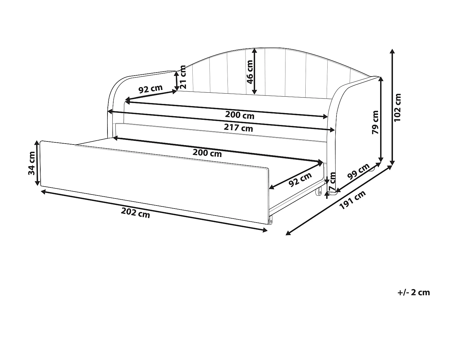 Cama gavetão Veludo EYBURIE 90 x 200 cm Cinzento