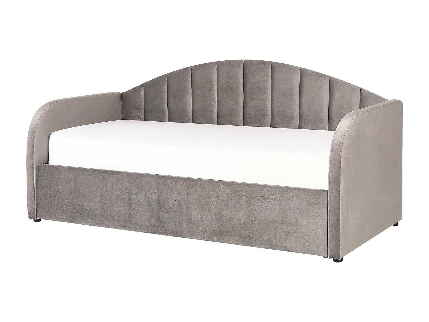 Tagesbett für 2 Personen Samt grau Lattenrost 90x200 cm ausziehbar Eyburie