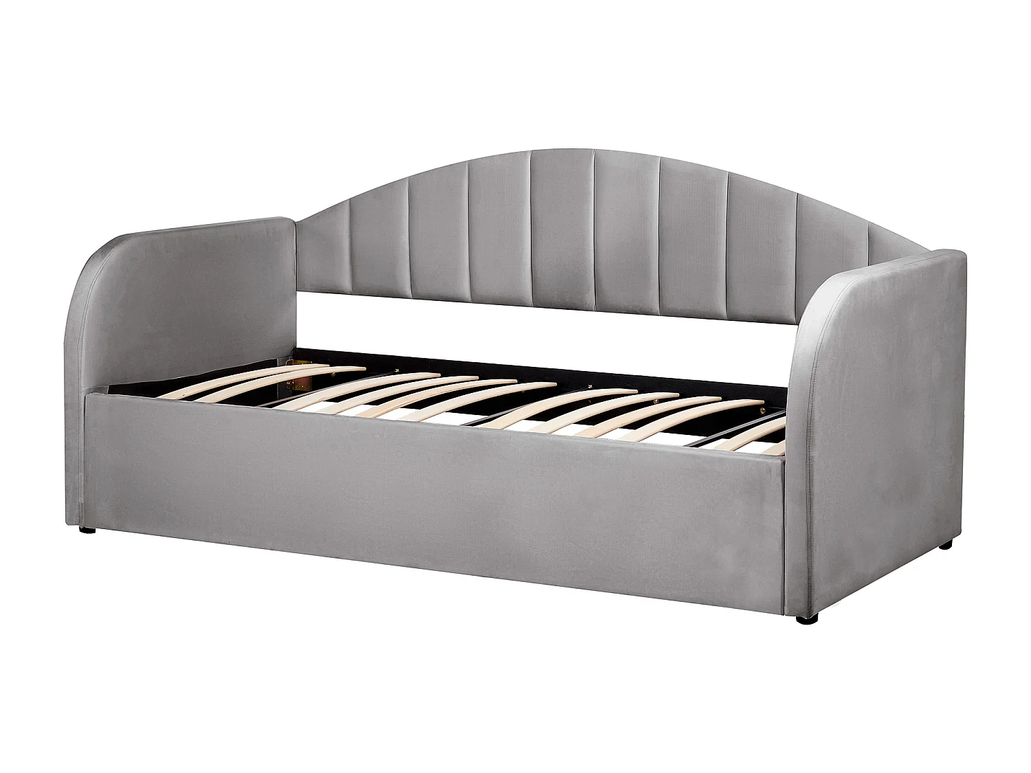 Tagesbett für 2 Personen Samt grau Lattenrost 90x200 cm ausziehbar Eyburie