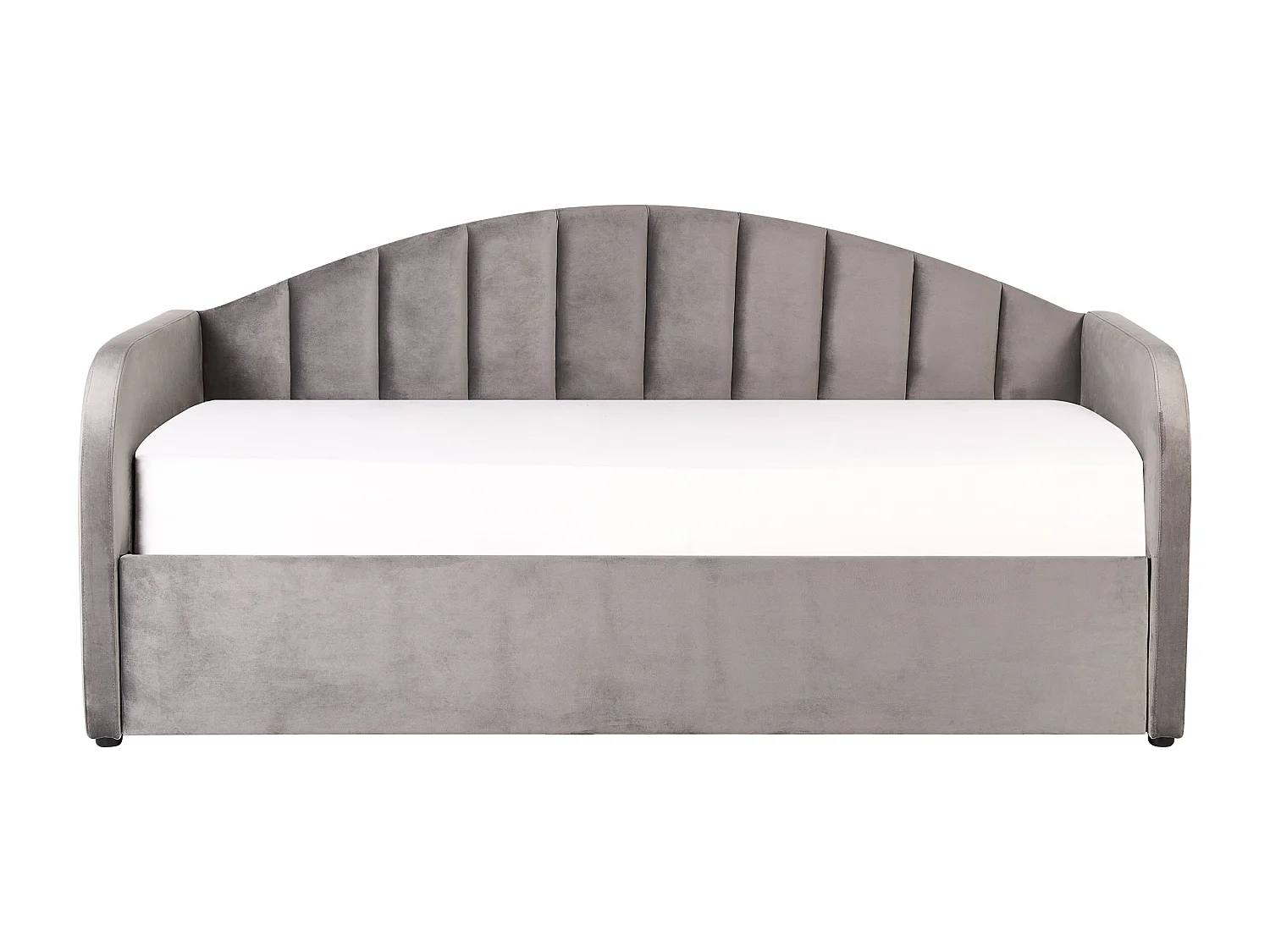 Tagesbett für 2 Personen Samt grau Lattenrost 90x200 cm ausziehbar Eyburie