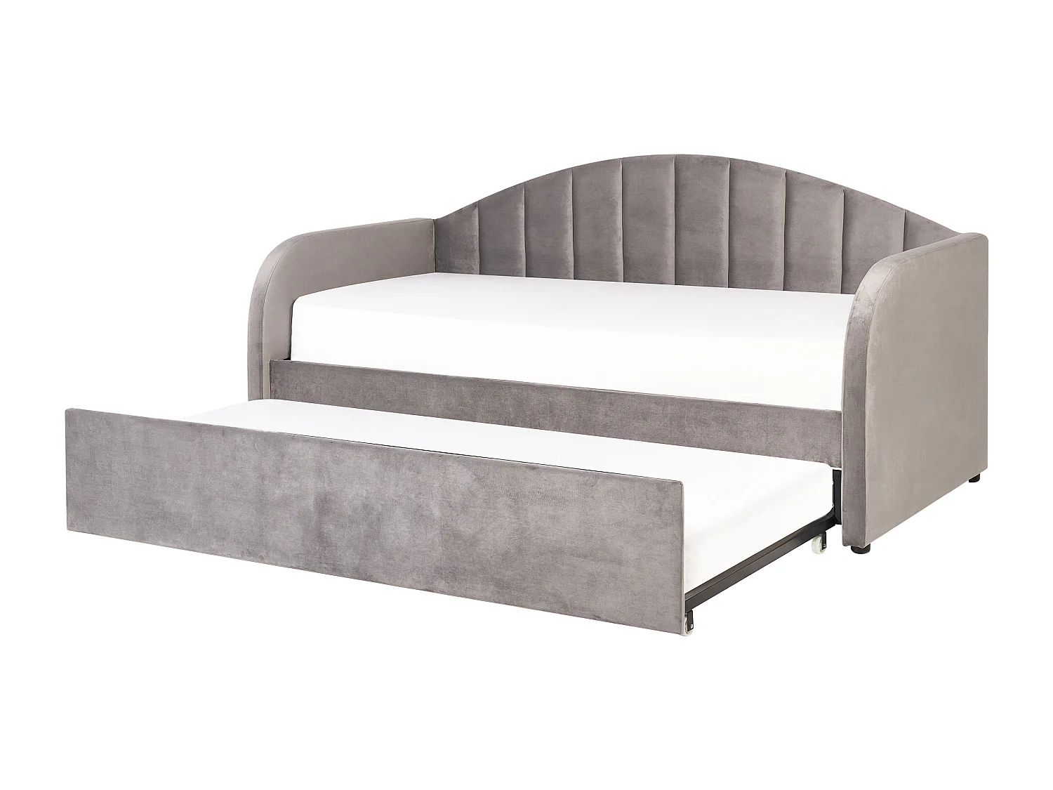 Lit gigogne Velours EYBURIE 90 x 200 cm Gris