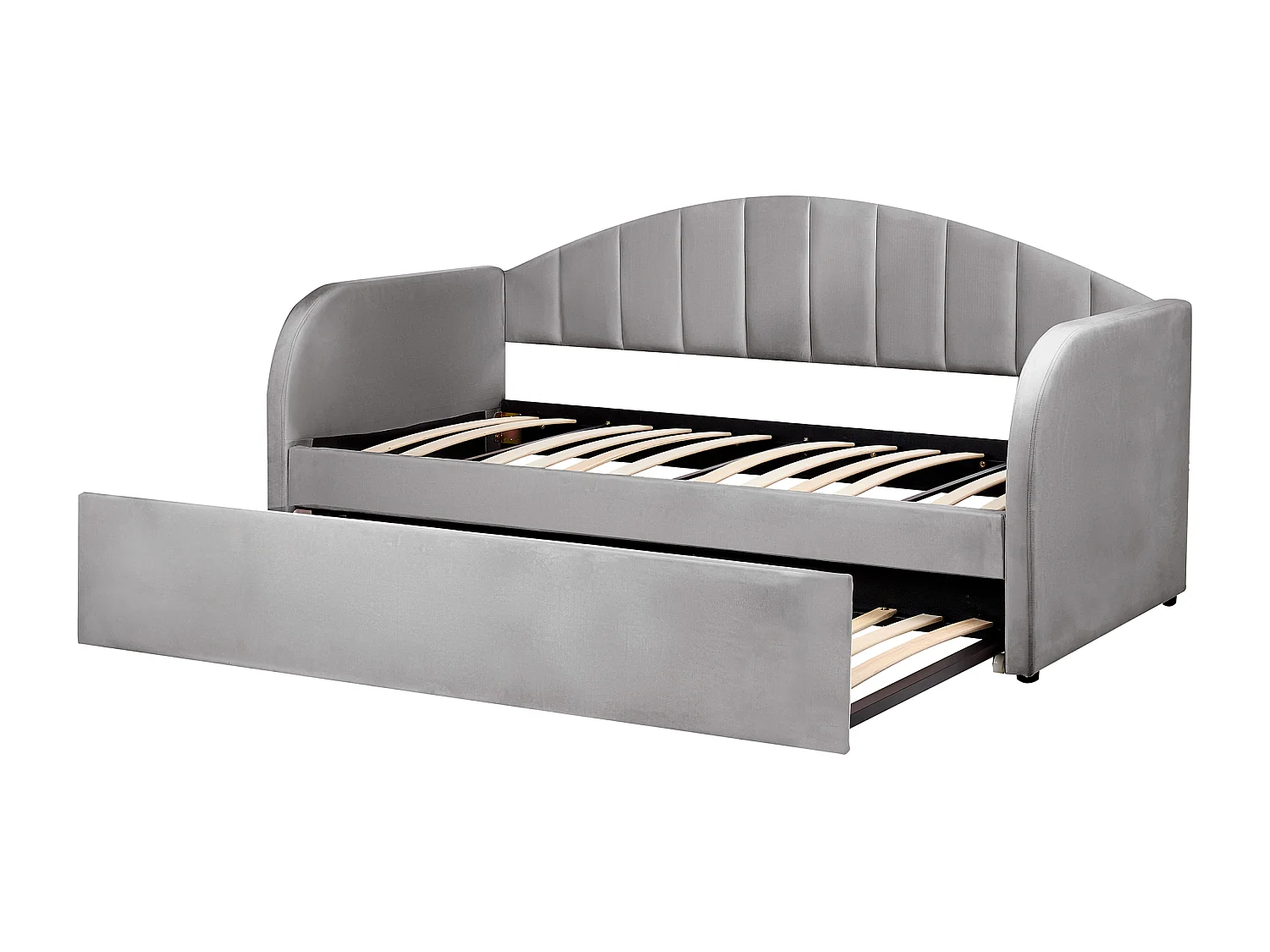 Lit gigogne Velours EYBURIE 90 x 200 cm Gris