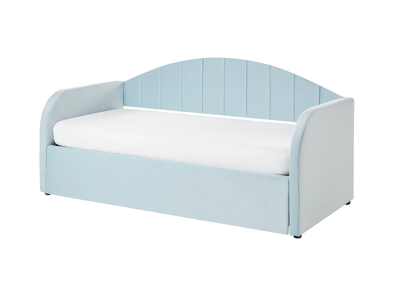 Lit gigogne Velours EYBURIE 90 x 200 cm Bleu clair