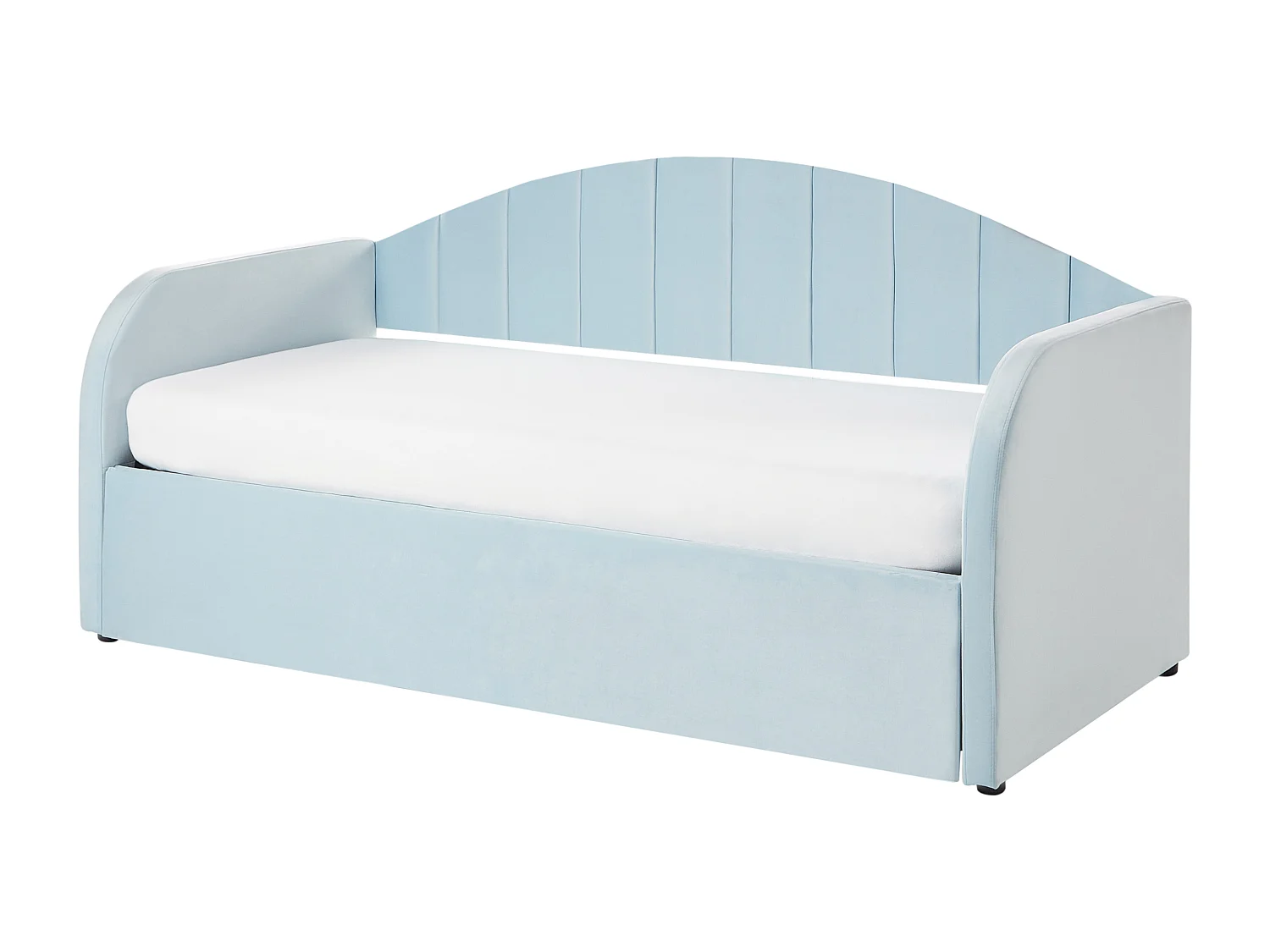 Lit gigogne Velours EYBURIE 90 x 200 cm Bleu clair