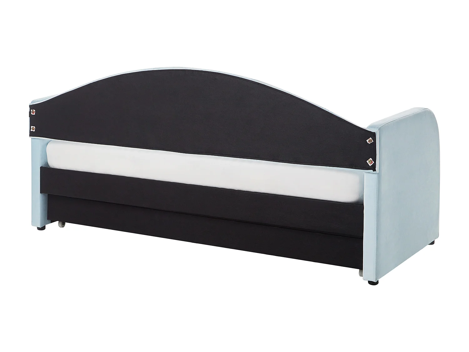 Lit gigogne Velours EYBURIE 90 x 200 cm Bleu clair