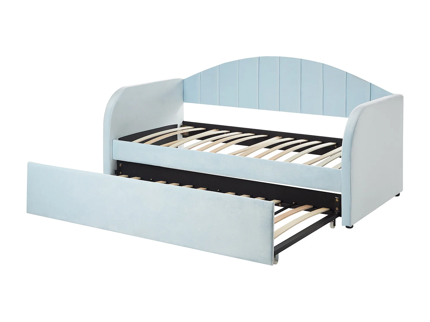 Lit gigogne Velours EYBURIE 90 x 200 cm Bleu clair