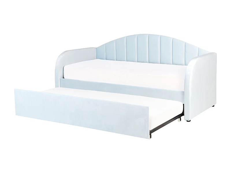 Onderschuifbed Fluweel EYBURIE 90 x 200 cm Lichtblauw