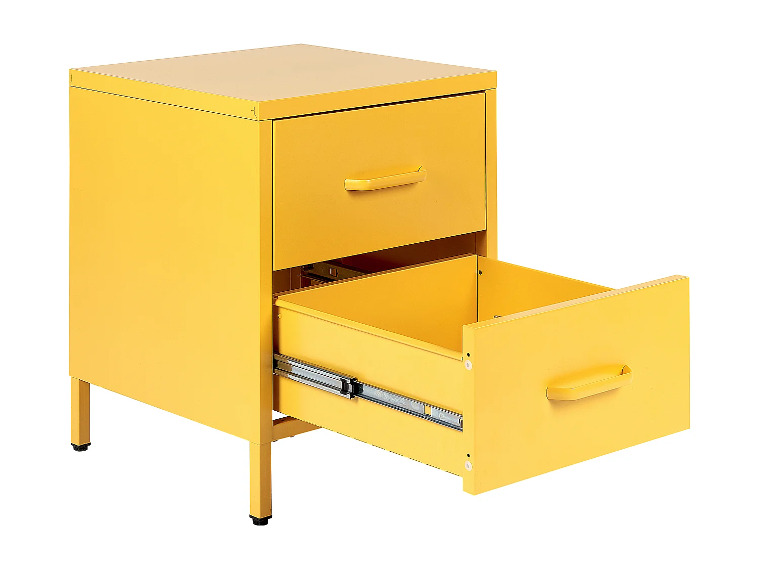 Table de nuit à 2 tiroirs MALAVI Métal Jaune