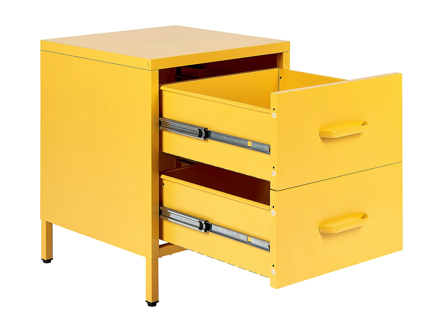 Table de nuit à 2 tiroirs MALAVI Métal Jaune