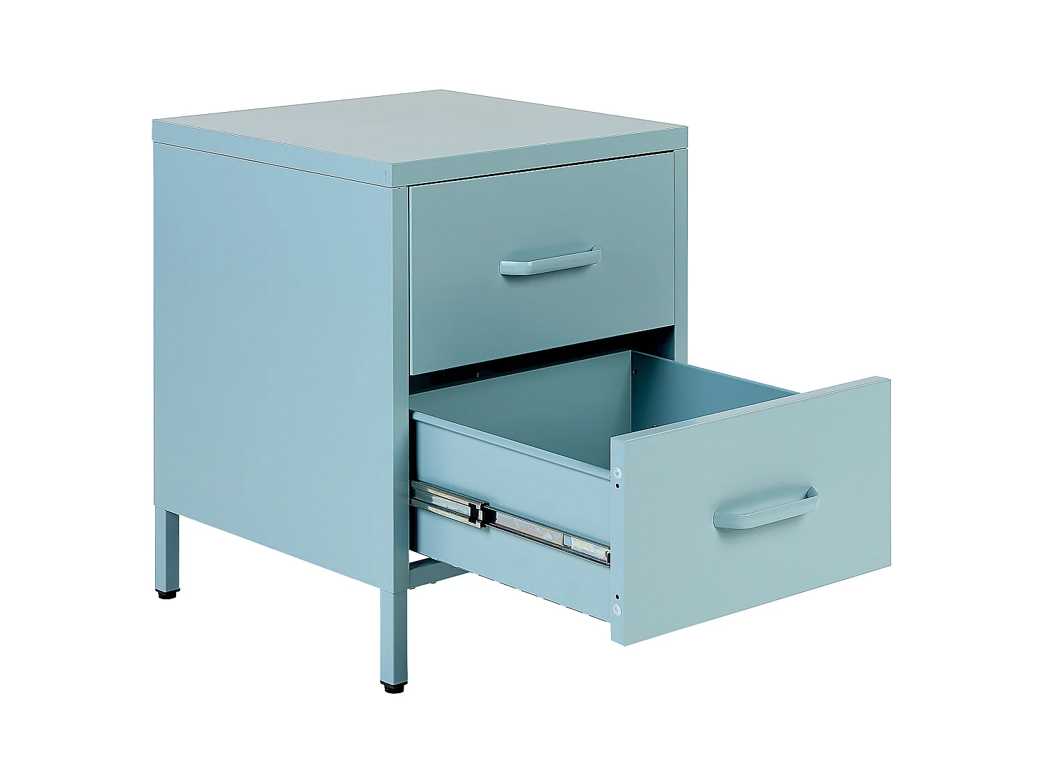 Mesita de noche 2 cajones MALAVI Metal Azul claro