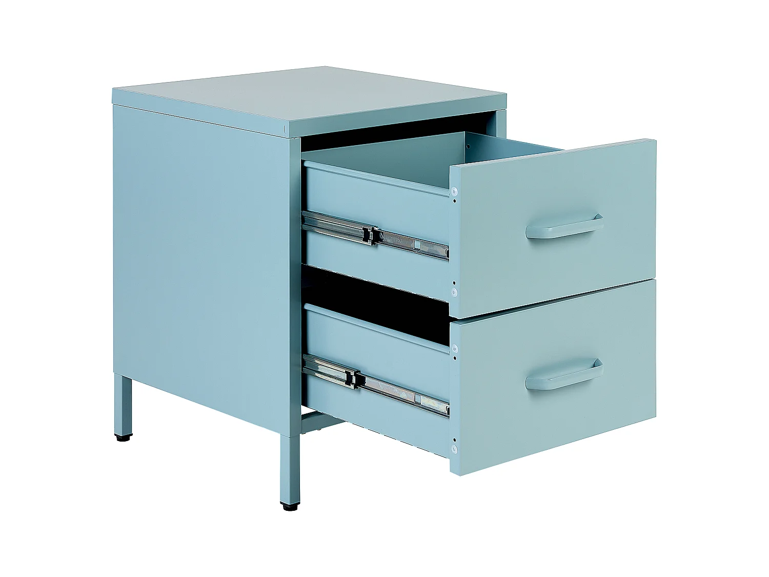 Mesita de noche 2 cajones MALAVI Metal Azul claro