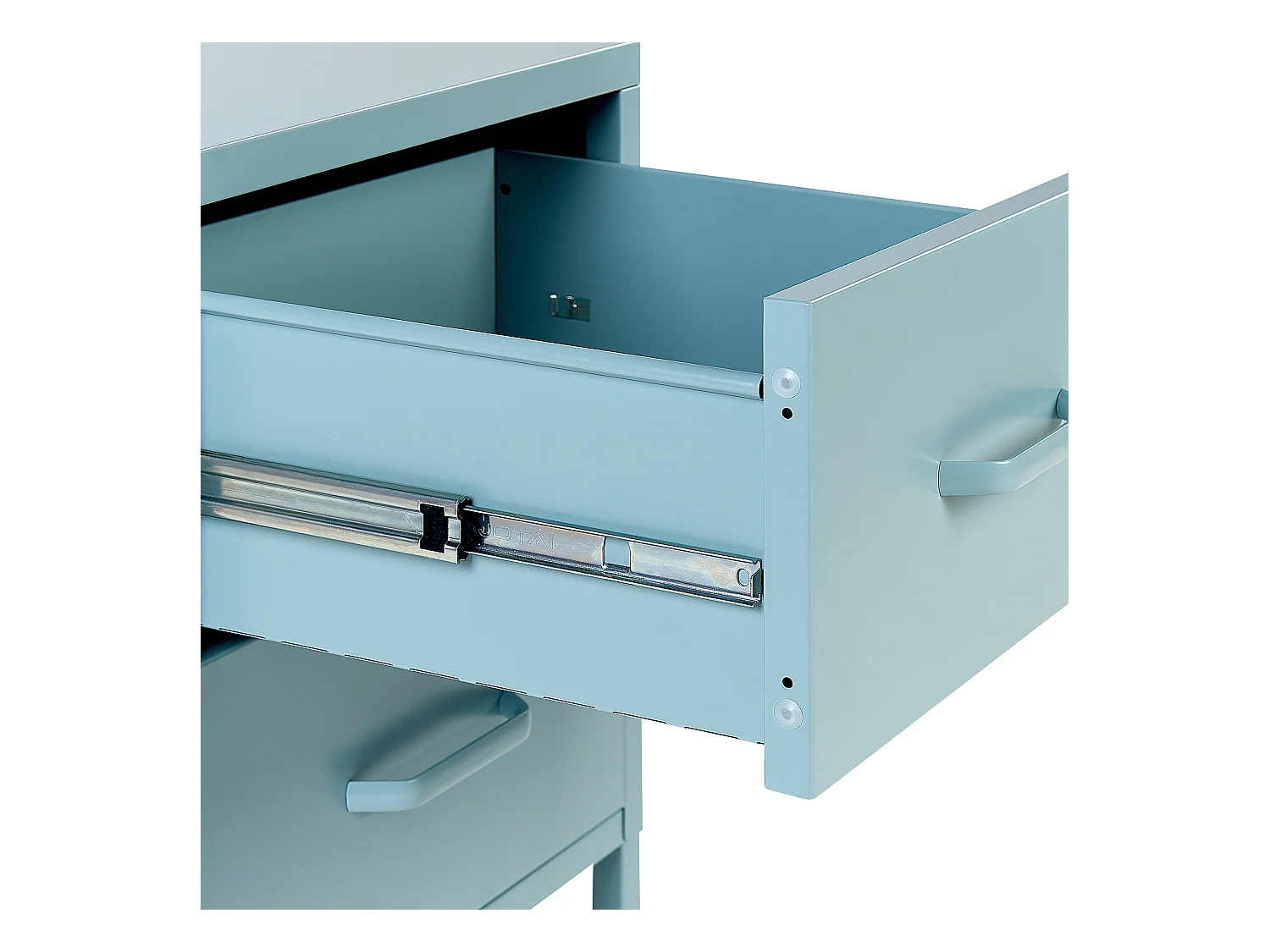 Mesita de noche 2 cajones MALAVI Metal Azul claro