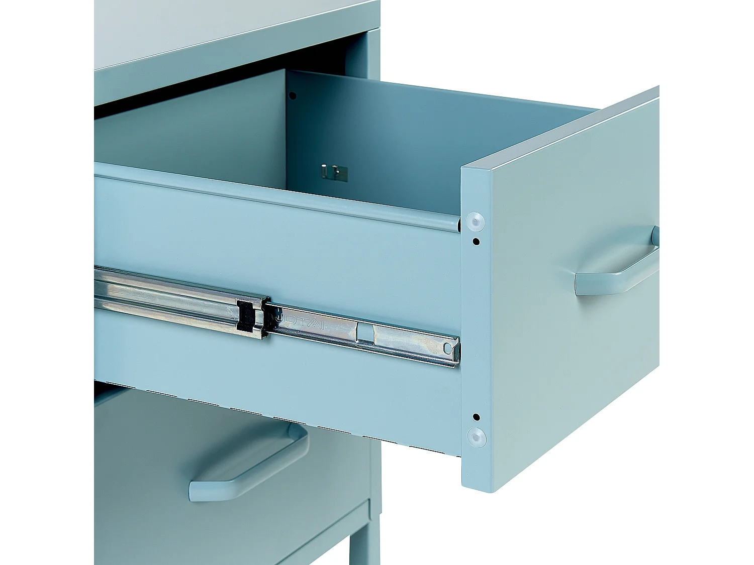 Nachttisch Stahl mit 2 Schubladen und 2 Griffen blau Industrie Look Malavi