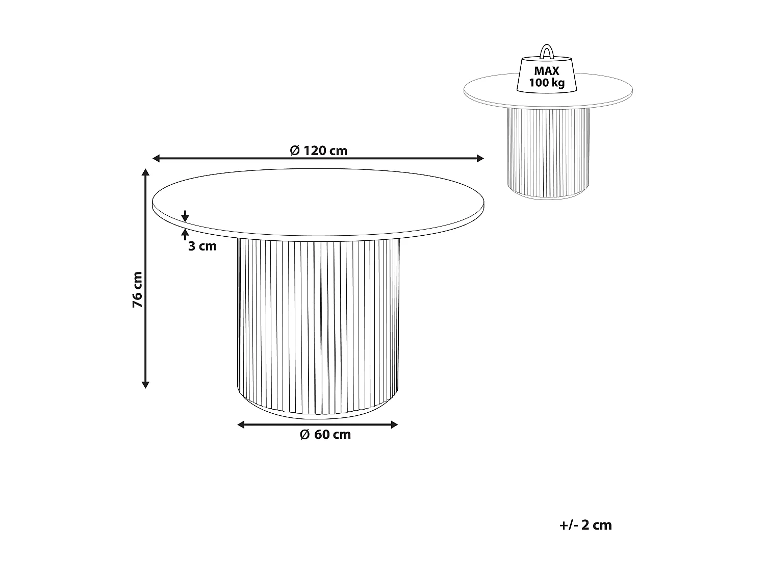 Table de repas VISTALLA Marron clair 120 cm 120 cm