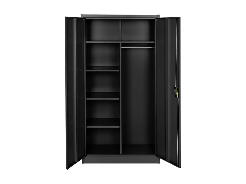 Vestuario metálico 5 niveles 90 cm con armario integrado negro 08_0000440