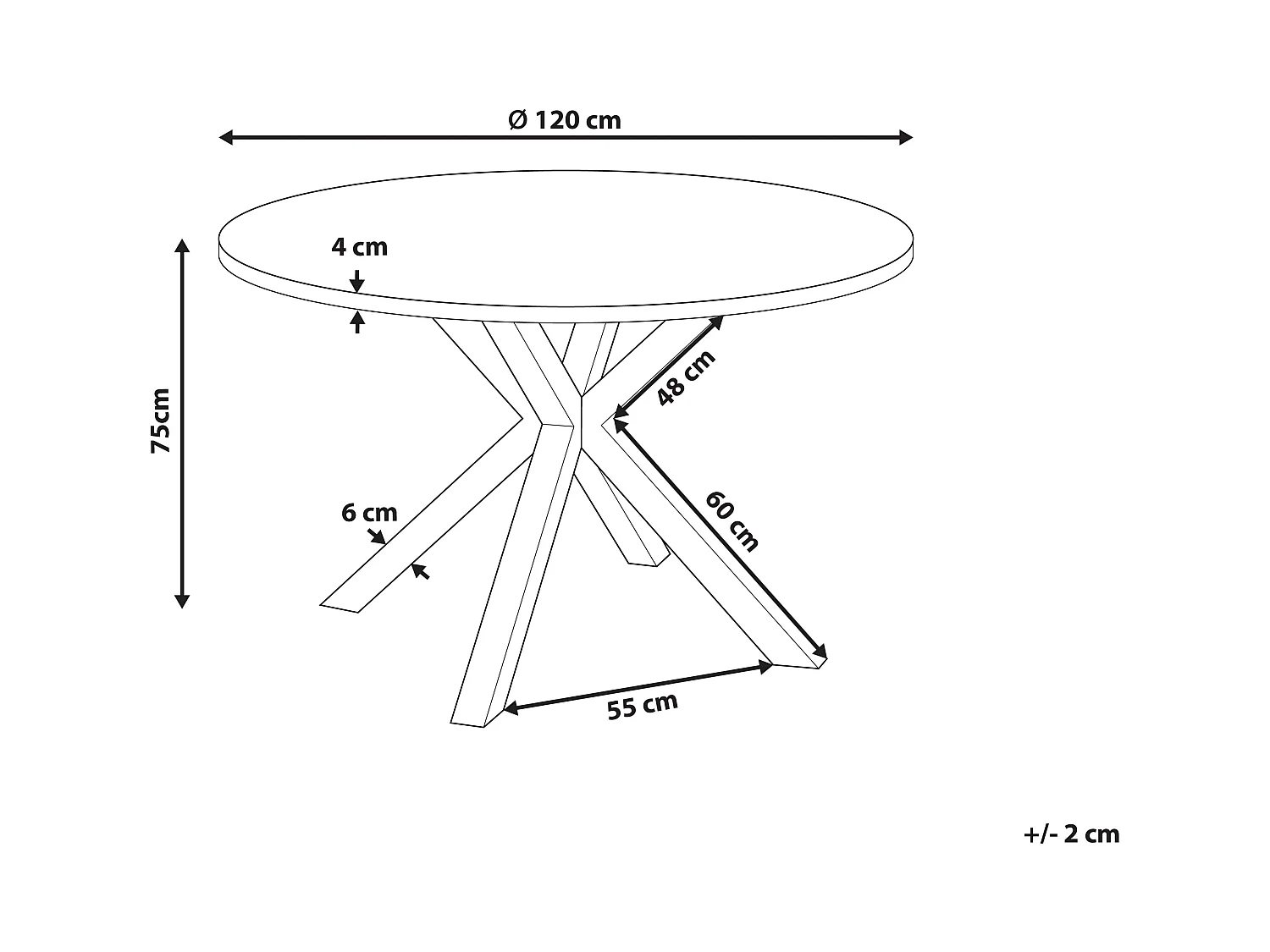 Tuin eettafel MALETTO 120 cm 120 cm Glas Zwart