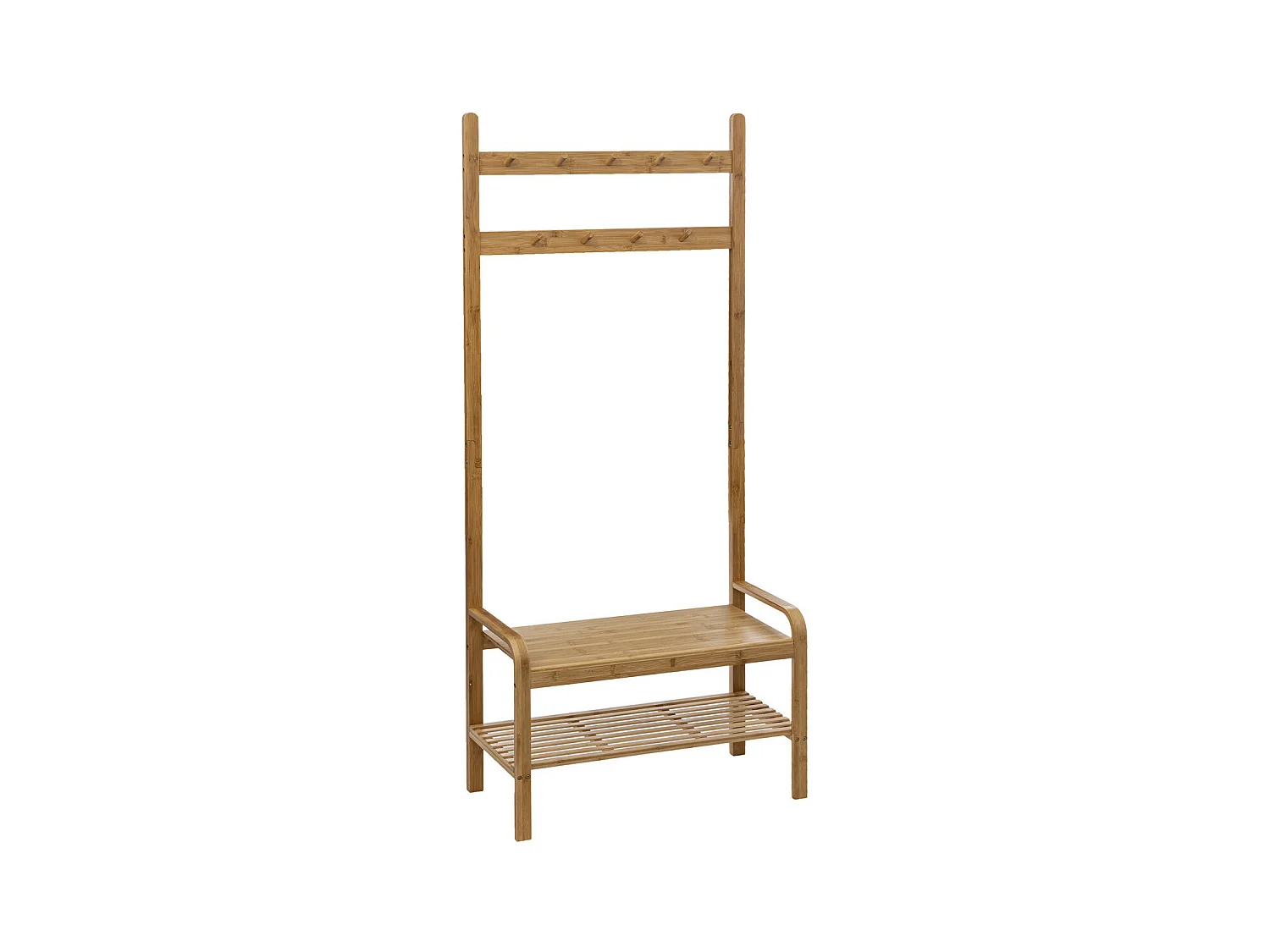 Meuble Vestiaire d'Entrée "Bambou" 170cm Naturel