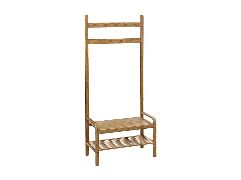 Meuble Vestiaire d'Entrée "Bambou" 170cm Naturel