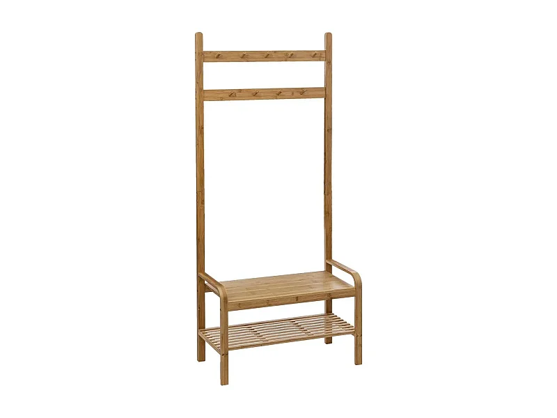 Meuble Vestiaire d'Entrée "Bambou" 170cm Naturel