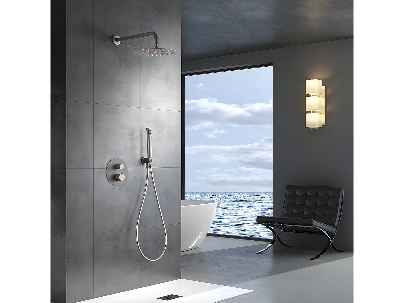 Ensemble de douche encastré Thermostatique IMEX LINE GTD038/GC Gris