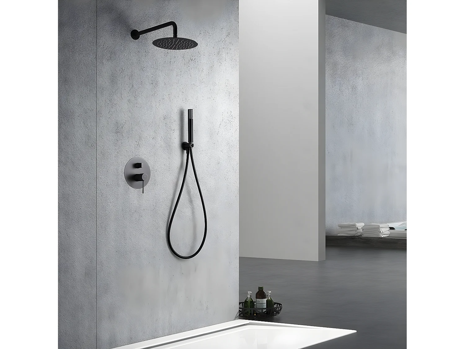 Ensemble de douche encastré IMEX LINE GPD038/BGM Black Gun Métal Cartouche céramique de 35 mm
