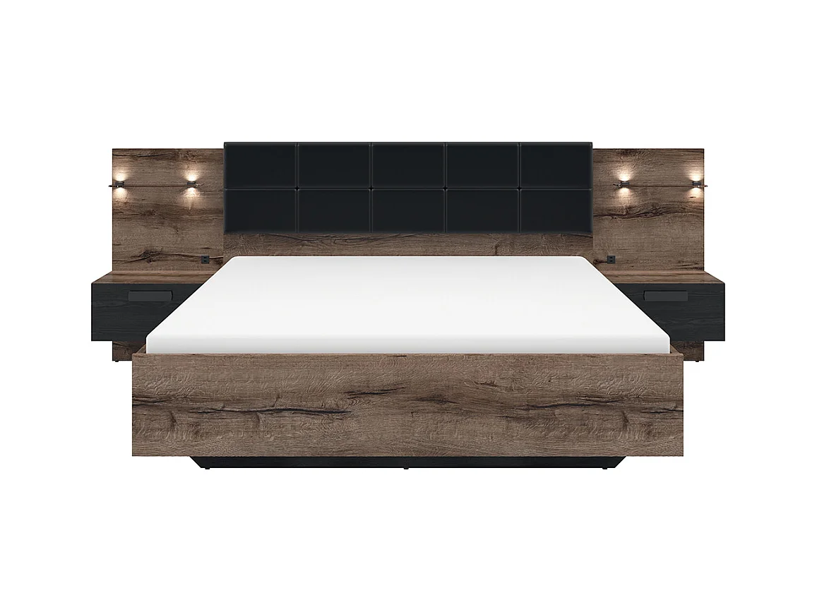 Letto con contenitore con base Romane marrone e nero 160x200