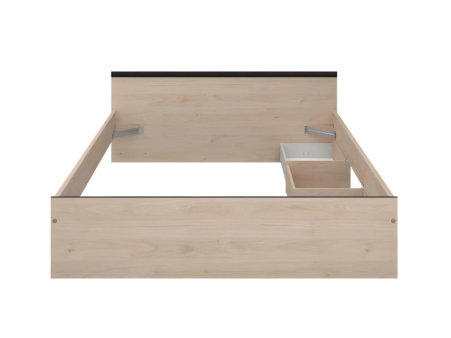 Bett mit 2 Schubladen & 1 Ablage + Lattenrost - 140 x 190 cm - Naturfarben - PABLO