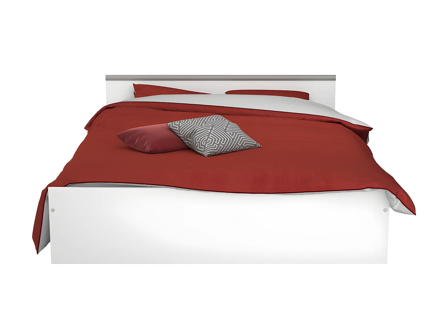 Bed met opbergruimte 140 x 190 cm - 2 laden en 1 nis - Kleur: wit + bedbodem - PABLO