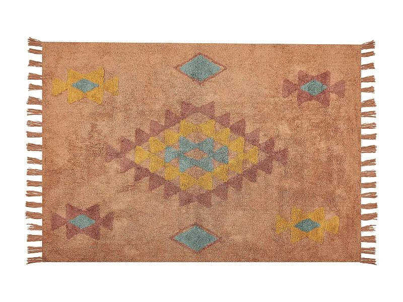 Alfombra de algodón naranja/azul/amarillo/rojo 160 x 230 cm IGDIR