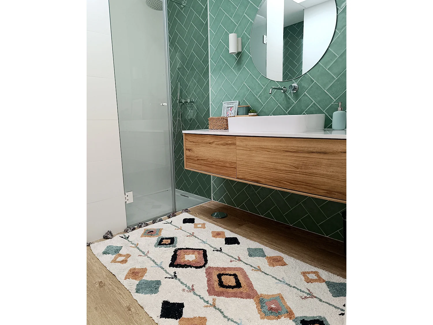 Teppich Baumwolle beige / mehrfarbig 80 x 150 cm geometrisches Muster ESKISEHIR
