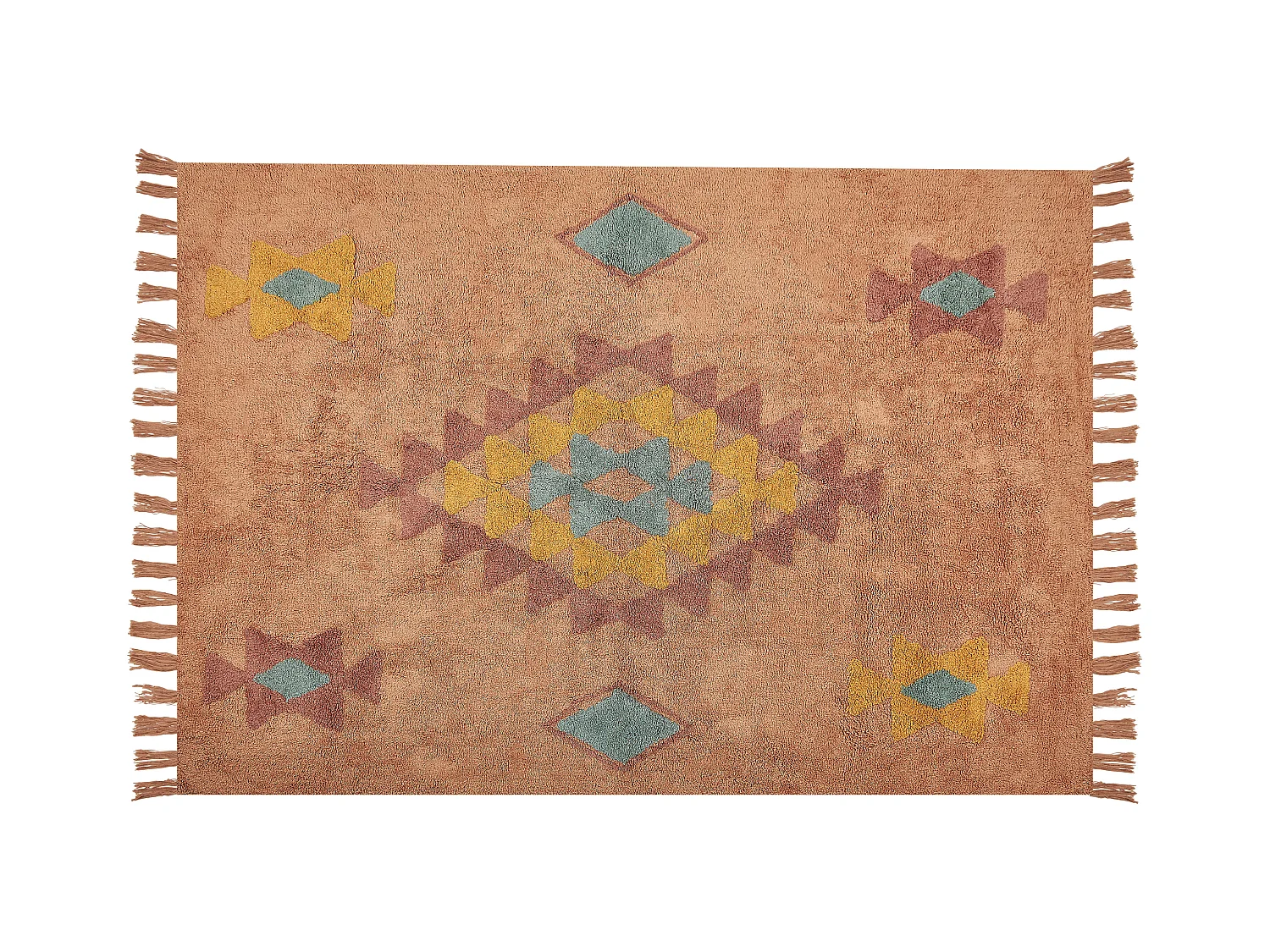 Teppich Baumwolle orange 140 x 200 cm geometrisches Muster IGDIR