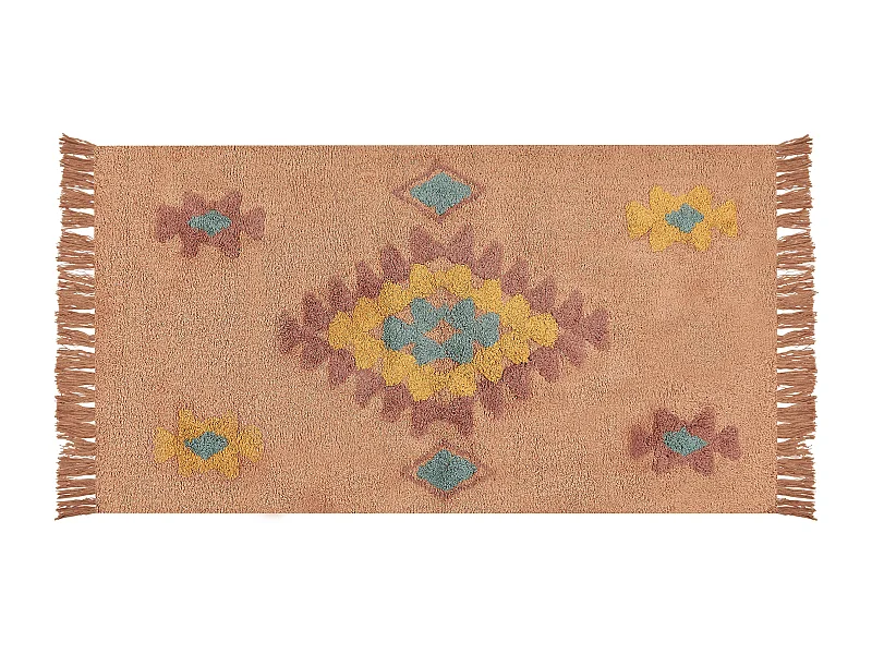 Teppich Baumwolle orange 80 x 150 cm geometrisches Muster IGDIR